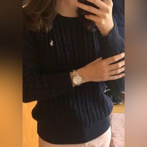 Ralph Lauren Cable-Knit Cotton Crewneck Sweater